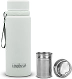 London Sip 25 oz Multi-Purpose Tea Infuser Mug – Fruit Infuser Water Bottle for Hot and Cold – Double Wall Stainless Steel Insulated, Pearl White