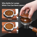 58mm Coffee Distributor Espresso Distribution Tool, Stainless Steel Coffee Distributor with Rosewood Wood Handle, Adjustable Depth Professional Espresso Leveler Tool for 58mm Portafilter
