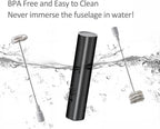Milk Frother Handheld, Battery Operated Coffee Foamer Drink Mixer with 2 Stainless Steel Electric Whisks for Coffee, Latte, Cappuccino, Hot Chocolate, Protein，Egg Batteries Included,Black