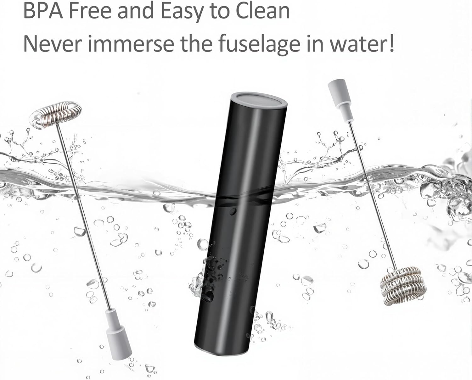 Milk Frother Handheld, Battery Operated Coffee Foamer Drink Mixer with 2 Stainless Steel Electric Whisks for Coffee, Latte, Cappuccino, Hot Chocolate, Protein，Egg Batteries Included,Black