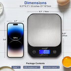 BOMATA Waterproof Kitchen Scale, 0.1g/0.01oz High Precision, 5kg/11lb, Washable, USB Rechargeable, Digital Scale for Food,Cooking, Baking, Weight Loss