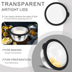 HaWare Mixing Bowls with Airtight Clear Lids, 6-Piece Stainless Steel Strong Nesting Bowls Set, Metal Salad Bowl for Cooking, Prepping, Baking, Serving & Food Storage, Size 4.6, 3, 1.5QT, Black