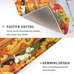 Autumn Pumpkin Red Truck Dish Drying Mat for Kitchen Counter,Fall Leaves Sunflower Cue Dog Harvest Drying Mat 18 x 24 Inch Microfiber Dish Drying Pad Dish Rack Drainer Mat for Coffee Bar