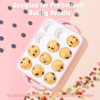 Silicone Muffin Pans for Baking 2 Pack, 2.6 Inch with Metal Reinforced Frame, Regular Size Nonstick Silicone Cupcake Pan for Baking Homemade Muffins, Cupcakes, Dishwasher Safe BPA Free-Pink