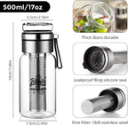 Glass Cold Brew Coffee Maker with Extended Fine Mesh Filter, Tea Infuser Bottle Iced Coffee Maker with Thick Borosilicate Glass (500ml/17oz)