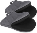 1 Pair Short Oven Mitts, Heat Resistant Silicone Kitchen Mini Oven Mitts for 500 Degrees, Non-Slip Grip Surfaces and Hanging Loop Gloves, Baking Grilling Barbecue Microwave Machine Washable