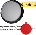 DATANYA Tart Pan 9 Inch Tart Pans Removable Bottom, Non-Stick Quiche Pan Carbon Steel Heavy Duty Pie Pan 9 Inch Tart Pan Loose Bottom, extra high of 1.2 Inches