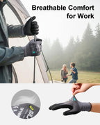 DULFINE Safety Work Gloves MicroFoam Nitrile Coated-3 Pairs Pack,Seamless Knit Nylon Glove with Black Micro-Foam Nitrile Grip,Ideal for General Purpose,Automotive,Home Improvement,Painting(Large)