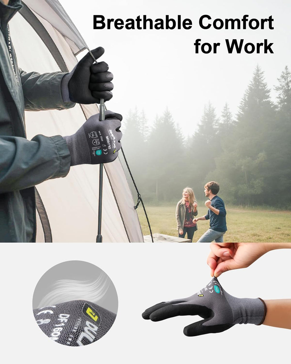 Safety Work Gloves MicroFoam Nitrile Coated-12 Pairs Pack,Blue Seamless Knit Nylon Glove with Black Micro-Foam Nitrile Grip,Ideal for General Purpose,Automotive,Home Improvement,Painting(Extra Large)