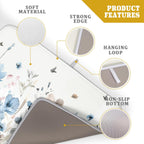 Giwawa Watercolor Floral Dish Drying Mat, 18"x24" Blue Grey Brown Flowers Kitchen Drainer Mats, Spring Summer Wildflower Microfiber Large Dish Drying Pad for Countertop Tabletop Decoration