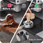 Espresso Tamping Mat 9.8x7.8 Inch, Food Grade Silicone Barista Station for 51/54/58mm Tamper, Anti-Slip Heat Resistant Waterproof, Home and Café Use, Black