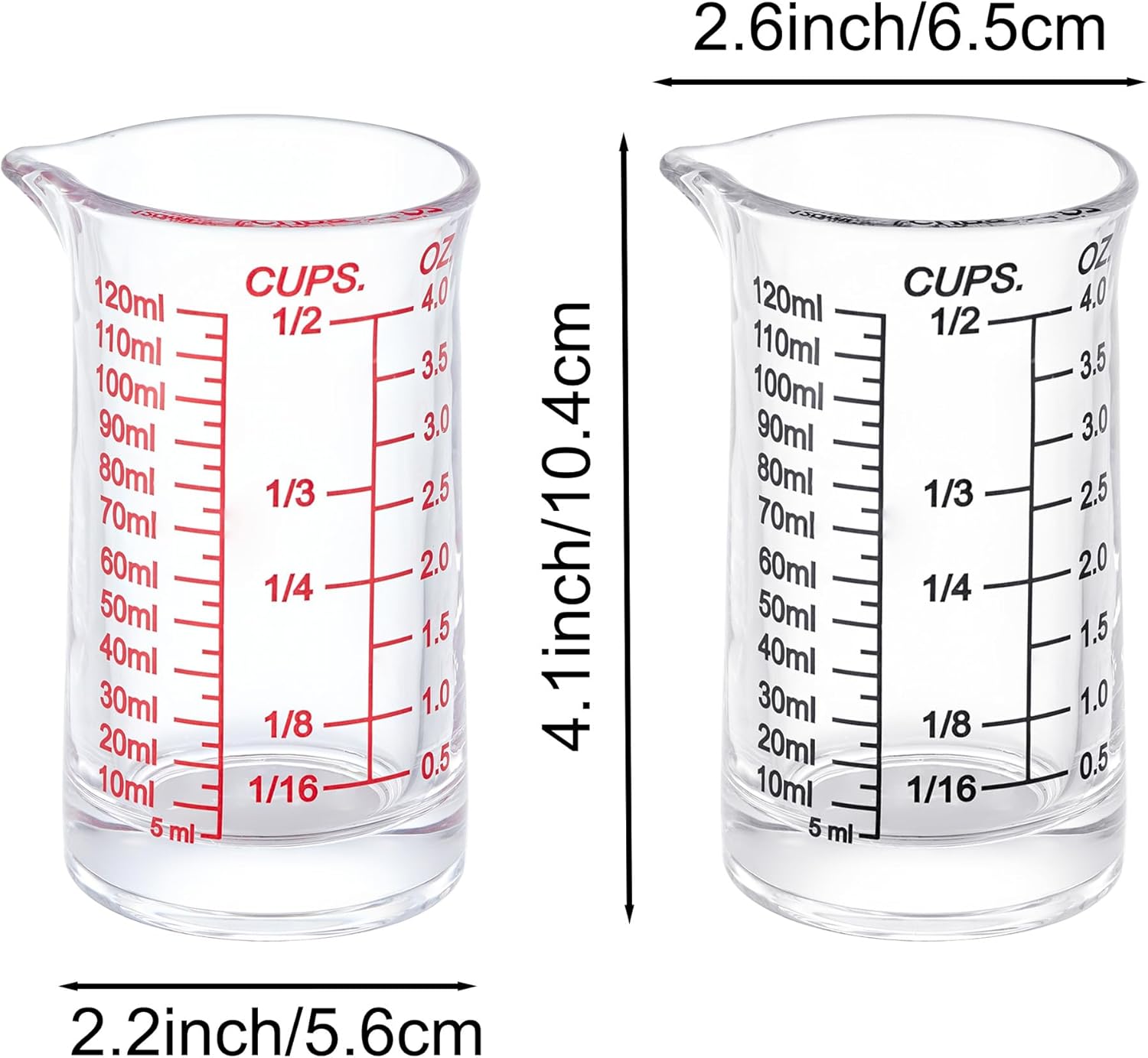 Ackers 4oz Glass Measuring Cup – Shot Glass with Ounce,Ml,Cups Markings for Kitchen & Bar(Pack of 2)