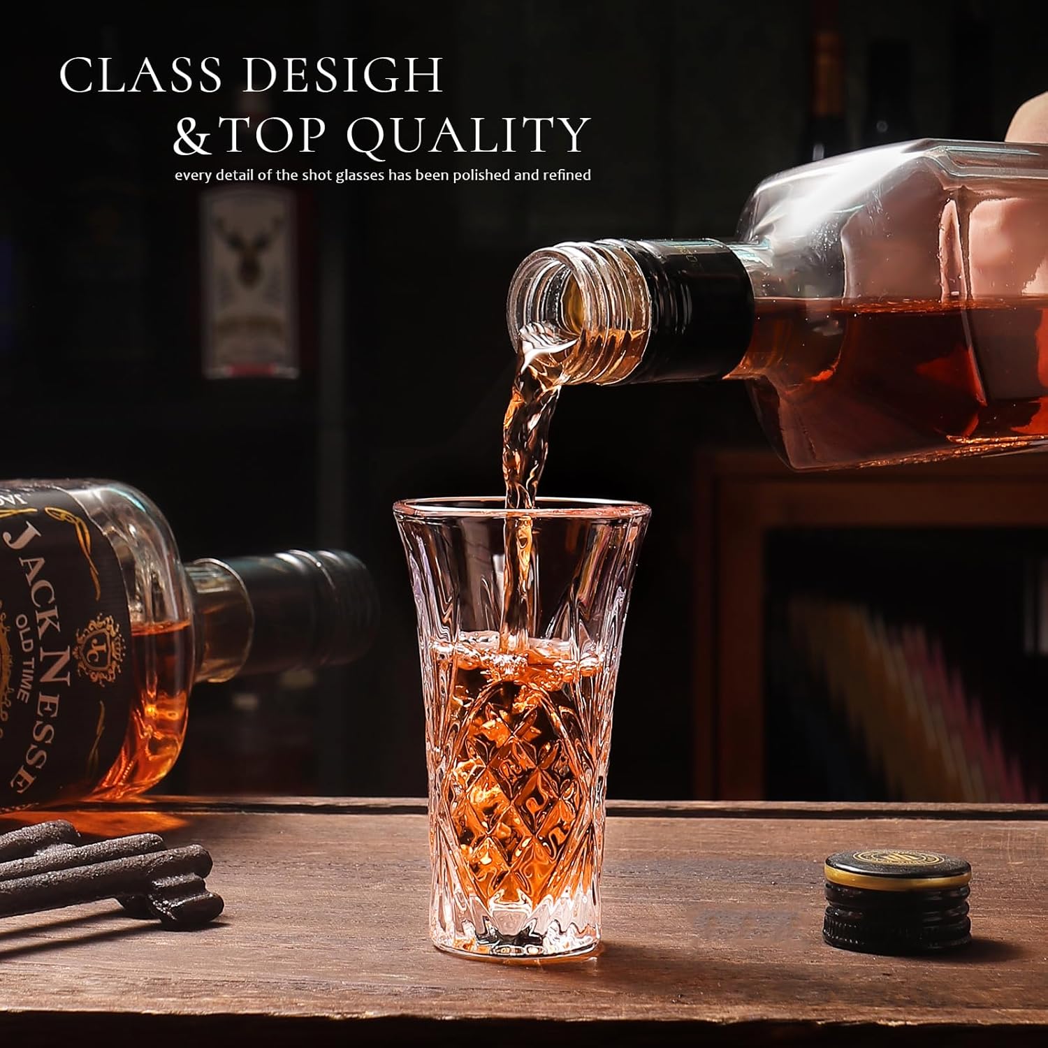 6 Pack Shot Glass Bulk Set with Heavy Base 2 OZ Small Shot Cups for Vodka, Whiskey, Tequila, Espresso, Liquor Set