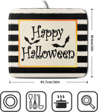 Happy Halloween Bats Dish Drying Mat for Kitchen Counter,Black and White Stripe Drying Mat 16 x 18 Inch with High Absorbent Microfiber Dish Drying Pad Dish Rack Pad Drainer Mat for Coffee Bar
