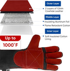 TICONN Welding Gloves, 1000°F Heat-Resistant Fireproof Leather Gloves for Welders, Stick, Forge, Mig, Tig, BBQ, Baking, Oven