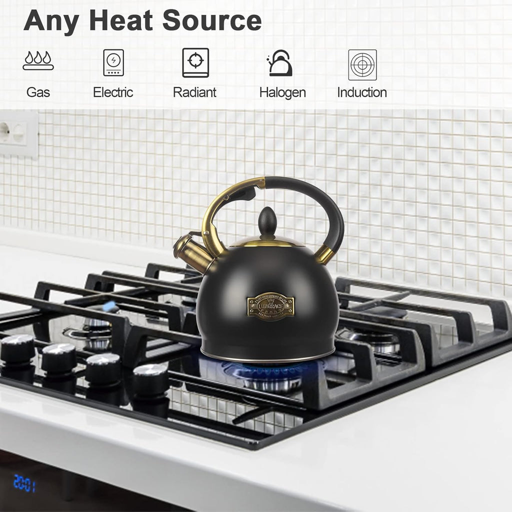 3Quart Whistling Tea Kettle Classic Teapot Stainless Steel Teakettle with Cool Grip for Stovetop