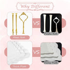 PinCute 5 Pcs Dessert Table Display Set - 2 X Cupcake Stand Holder/Cup Cake Tier Tower & 3 X Serving Tray Combo for Tea Party, Birthday, Baby Shower (Wave Square)