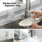 Silicone Bathroom Soap Dishes with Drain Spout-Bathroom and Kitchen Sink Organizer,Sponge Holder,Dish Soap Tray,Perfect for Dispenser,Scrubber,Bottle,Cup on Counter Translucent 4.9"×3.2"