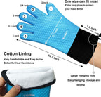 Walfos Silicone BBQ Gloves - Heat Resistant Grilling Gloves, Premium Non-Slip Kitchen Silicone Oven Mitt with Protective Cotton Layer Inside, Waterproof, Great for Grilling, Kitchen and Cooking, Blue