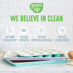 GreenLife Bakeware 18” x 13” Half Cookie Sheet Baking Pan, Non-Toxic PFAS-Free Healthy Ceramic Nonstick, Oven Safe to 450°F, Easy Release, Even Heating, Easy Clean, Blue Haze