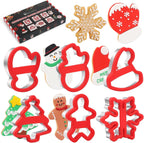 Christmas Cookie Cutters, 6 Pcs Holiday Cookie Cutter with Comfort Grip - Gingerbread Men, Christmas Tree, Snowflake, Santa Hat, Gloves, Snow Man Shapes Cookie Mold for Winter Holiday Party Supplies