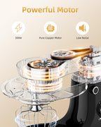 Facelle Tilt-Head Stand Mixer, 5QT+6QT Stainless Steel Two Bowls, 10 Speeds Kitchen Electric Food Mixer with Egg Whisk, Dough Hook, Beater, Dishwasher-Safe Attachment, Ideal Gift for Mom