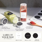 Glass Spice Jars with Labels with Metal Lids and Shakers Minimalist 24 Pack Set, 4oz Small Clear Empty Spice Bottles Seasoning Containers with Label Organizer Square Herb Seasoning Jars for Kitchen