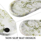 Koville Marble Vanity Tray for Bathroom Countertop, Green Marble Bathroom Tray Perfume Trays for Dresser, Stone Jewelry Dish Stone Trays for Kitchen Counter, Candle Holder for Home Decor
