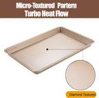 2 Pack Jelly Roll Pan 15x10 Inch, Diamond Texture Nonstick Cookie Sheet, 0.8mm Thick Heavy Duty Steel Baking Tray, Commercial Gold Baking Pans