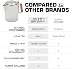 COLETTI Bozeman Percolator Coffee Pot — Camping Coffee Pot, Camping Coffee Makers – America’s Favorite Percolator – NO Aluminum or Plastic [12 cup]