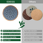 5 Pack Absorbent Coasters for Coffee Table with Holder, Wood Coasters with Felt Pads, Non-Slip, Non-Stick, Suit for Kinds of Cups 4.3 inch (Gray)