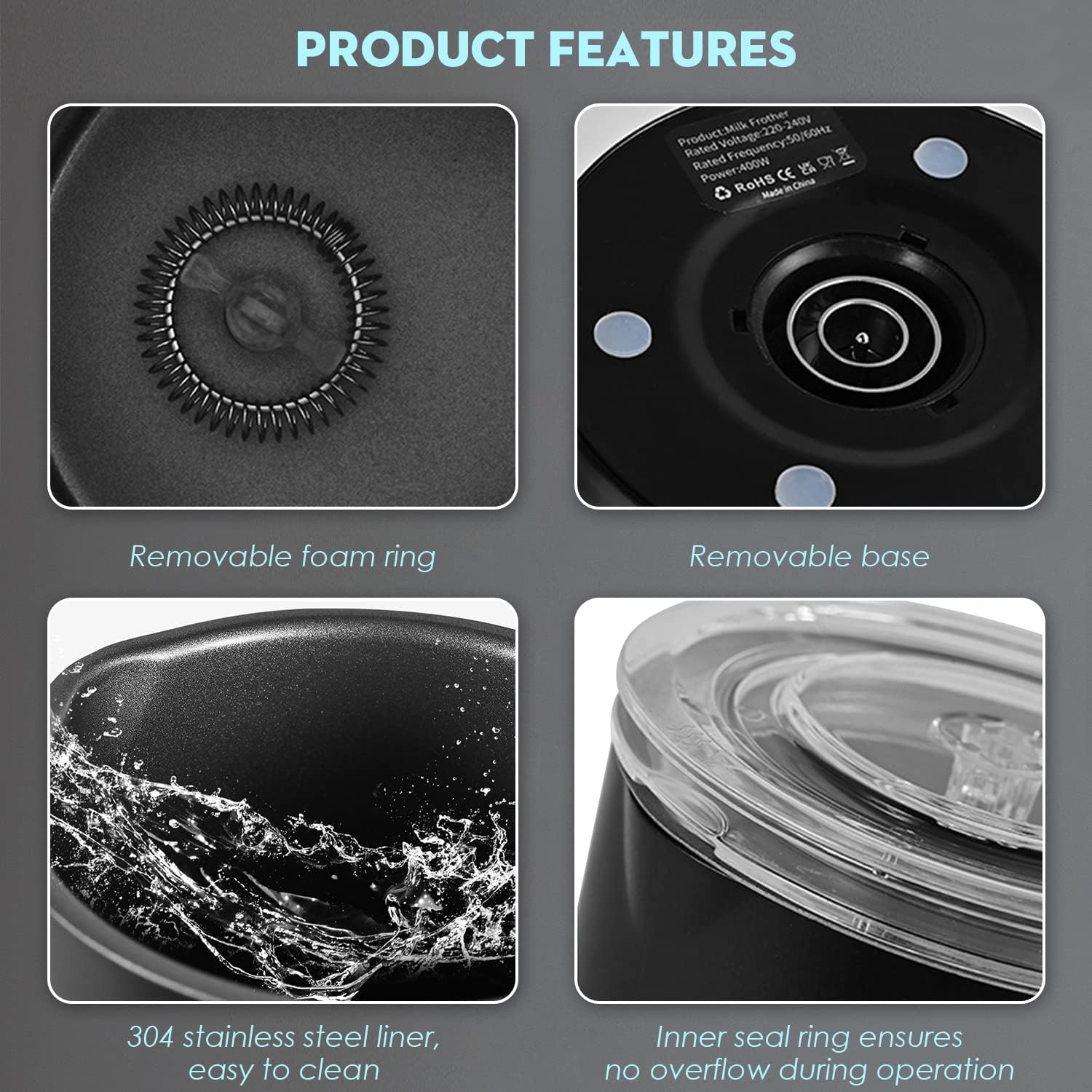 Electric Milk Frother, 4 in 1 Milk Steamer283