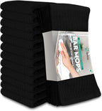 ZUPERIA Bar Mop Kitchen Towels - Pack of 12 (16"x19”) 100% Ring Spun Cotton - Dish Washcloths For Superb Cleaning and Less Lint - Highly Absorbent Dish Cloths and Dish Towels For Everyday use (Black)