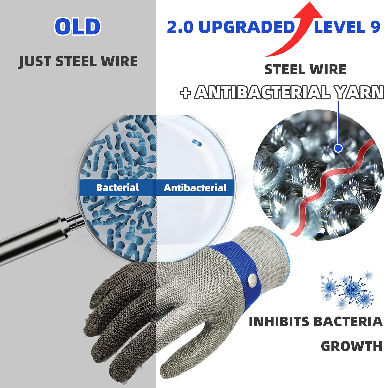 Schwer ANSI A9 Cut Resistant Glove, Food Grade Stainless Steel wire Mesh Metal Gloves, Knife Cutting Gloves for kitchen Mandoline Slicing Butcher Meat Cutting Oyster Shucking Fish Fillet（L, 1 PCS）