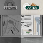 Bamboo Drawer Organizer, Cutlery Silverware Organizer for Kitchen Drawer, Stackable Utensil Organizer, 2 Pcs Flatware Organizer, Wooden Storage Box Tray (White, 9 X 6 X 2 Inch)