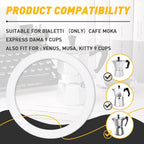 6 Pcs Gasket Seal Rings for Bialetti Moka Express Dama 9 Cups - Spare Food Grade Silicone Sealing Rings for Aluminium Stovetop Coffee Maker Pots