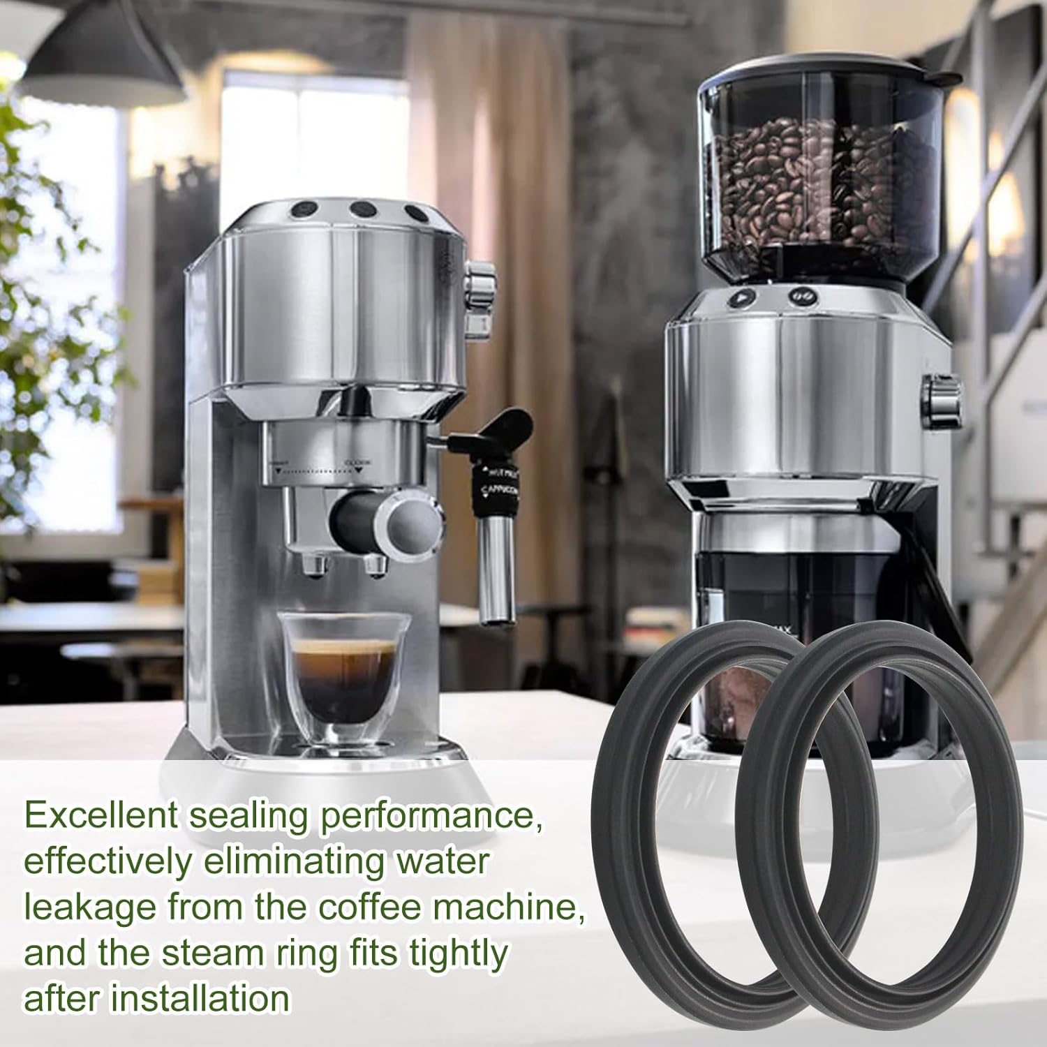 58mm Silicone Steam Ring 2 Pack for Delonghi Espresso Machine Steam Seal Ring Head Filter Silicone Gasket for D'Lh Espresso Machine Parts EC685 EC680 EC695 EC820 EC850 EC860 EC9335M EC9355M EC9665M