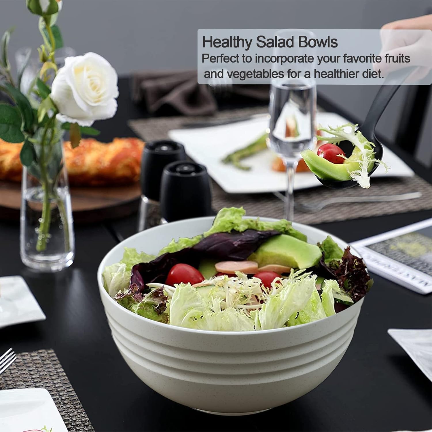 【6 Pcs】Unbreakable Mixing Bowls Unbreakable Salad Bowls, 68 Ounces Microwave and Dishwasher Safe BPA-Free Serving Bowls for Cereal,Salad,Soup,Ramen,Noodle,Oatmeal,Snack Apply to Kitchen,Freezer