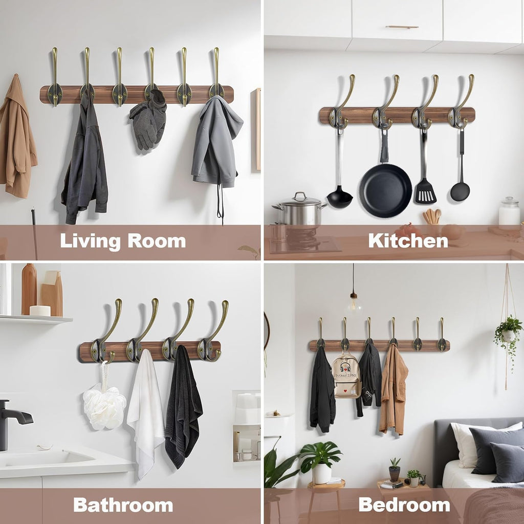 Wall Hooks for Hanging, 10-Pack Heavy Duty Metal Coat Hooks, for Living Room, Bathroom, Kitchen, Bedroom for Towel, Hat, Key, Closet, Bag (Bronze)