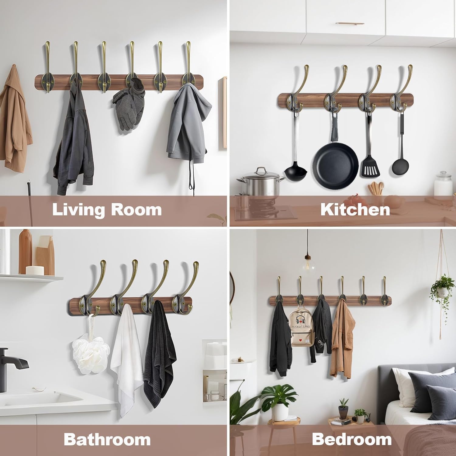 Wall Hooks for Hanging, 10-Pack Heavy Duty Metal Coat Hooks, for Living Room, Bathroom, Kitchen, Bedroom for Towel, Hat, Key, Closet, Bag (Bronze)