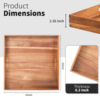22-INCH Huge Ottoman Tray for for Living Room Large Wood Trays for Ottoman Square Wooden Serving Trays with Handles Decorative Trays for Party, Food Serving, Breakfast, Dinner, Coffee Tea, Appetizers