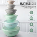 Zulay Kitchen 12 Piece Plastic Nesting Mixing Bowl Set - Colorful Bowls with Lids - Microwave and Freezer Safe (Mint Ombre)