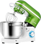Aucma Stand Mixer,6.5QT 660W 6-Speed Tilt-Head Food Mixer, Kitchen Electric Mixer with Dough Hook, Wire Whip & Beater (Green-White, 6.5QT)