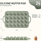 24 Cups Silicone Muffin Pan with Metal Reinforced Frame Mini Size Cupcake Pan Tray Egg Bites Silicone Circle Cookie Molds Little Small Muffin Tin Tart Pans Baking Sheet Set for Sandwiches