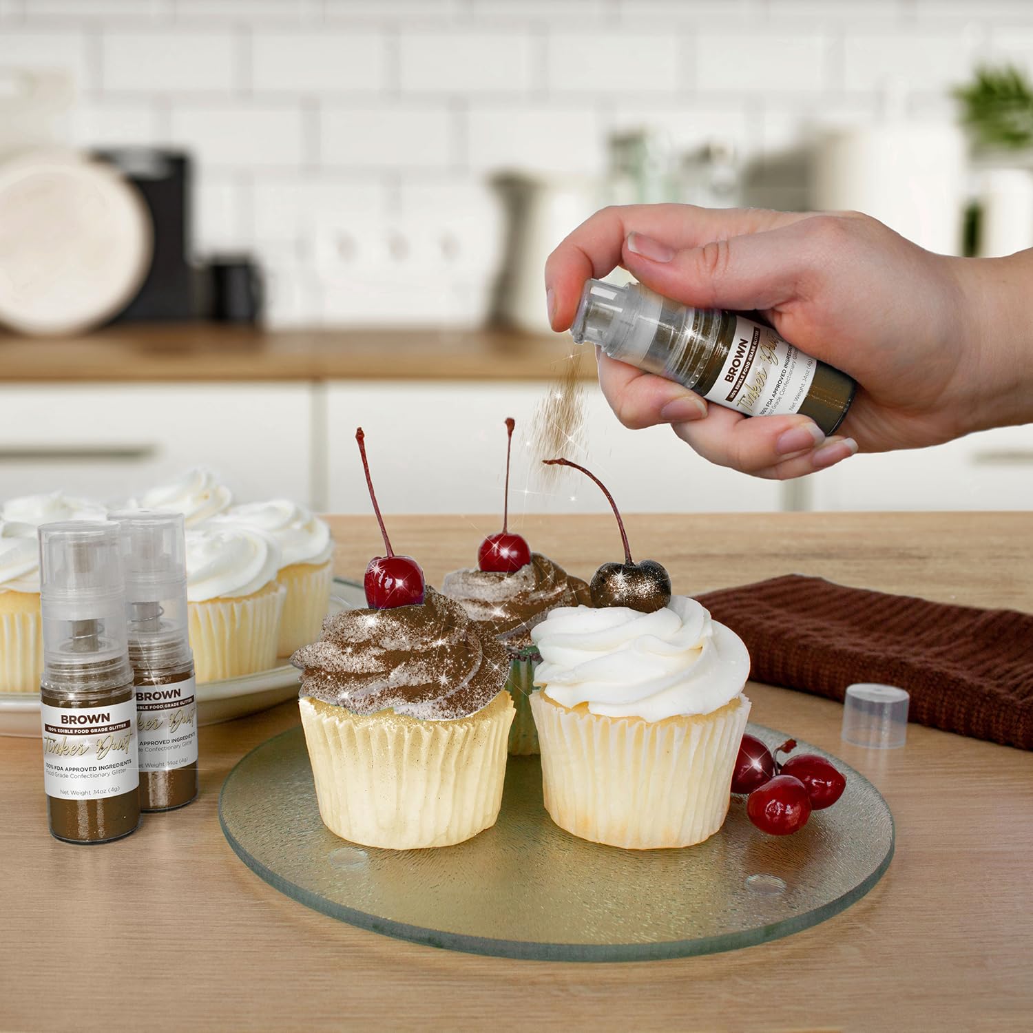 Bakell - Brown Tinker Dust (4g, 1x Mini Spray Pump) Edible Glitter for Food, Desserts, and Beverages!