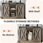 4 EVER WINNER Farmhouse Coffee Bar Cabinet with Sliding Barn Door, 42” Coffee Bar Table with Adjustable Shelves, Buffet Cabinet with Storage for Kitchen Living Dining Room, Wash Grey