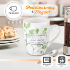 Christian Art Gifts Encouraging Scripture Ceramic Coffee & Tea Mug for Women: Be Still & Know Bible Verse Psalm, Inspirational Microwave/Dishwasher Safe Drinkware, White & Green Leaf Branches, 12 oz.