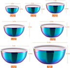 Rainbow Mixing Bowls With Airtight Lids,Stainless Steel Bowl,Salad Bowls 7 Piece Colorful Nesting Bowl Rainbow Kitchen Accessories,Size 7,3.6,2.7,2.1,1.5,1.1,0.8QT Stackable Design
