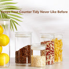 ZENS 15oz Glass Food Storage Jars Set of 3, Clear Glass Canisters with Airtight Lids, Small Container Spice Jars for Kitchen Herbs, Sugar, Blooming Tea, Candy