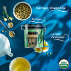 Organic German Chamomile & Ginger Herbal Tea | Loose Leaf Tea - 40 Servings | Calming and Digestive Caffeine Free Herbal Tea | By Pantenger